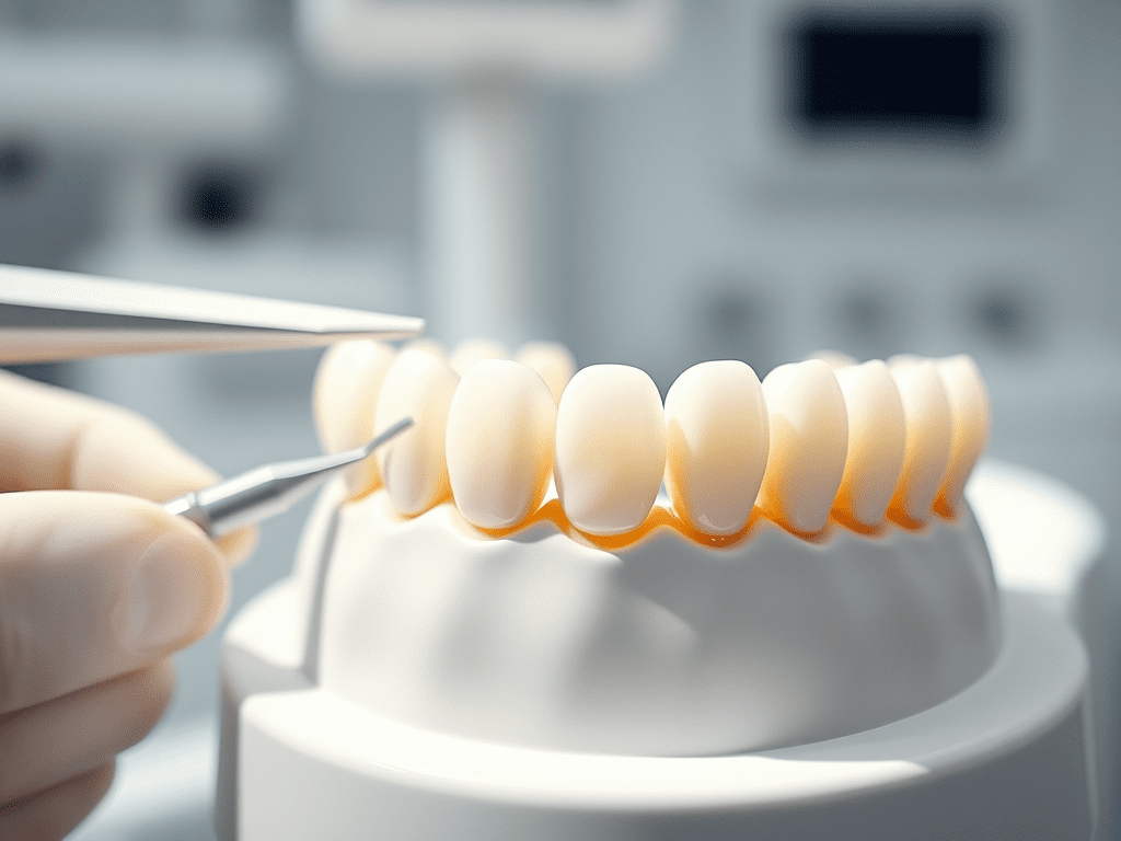 Kocaeli diş kaplama uygulamaları yapan Adnan Coşkun Diş Polikliniğinde hazırlanmış bir porselen diş görüntüsü